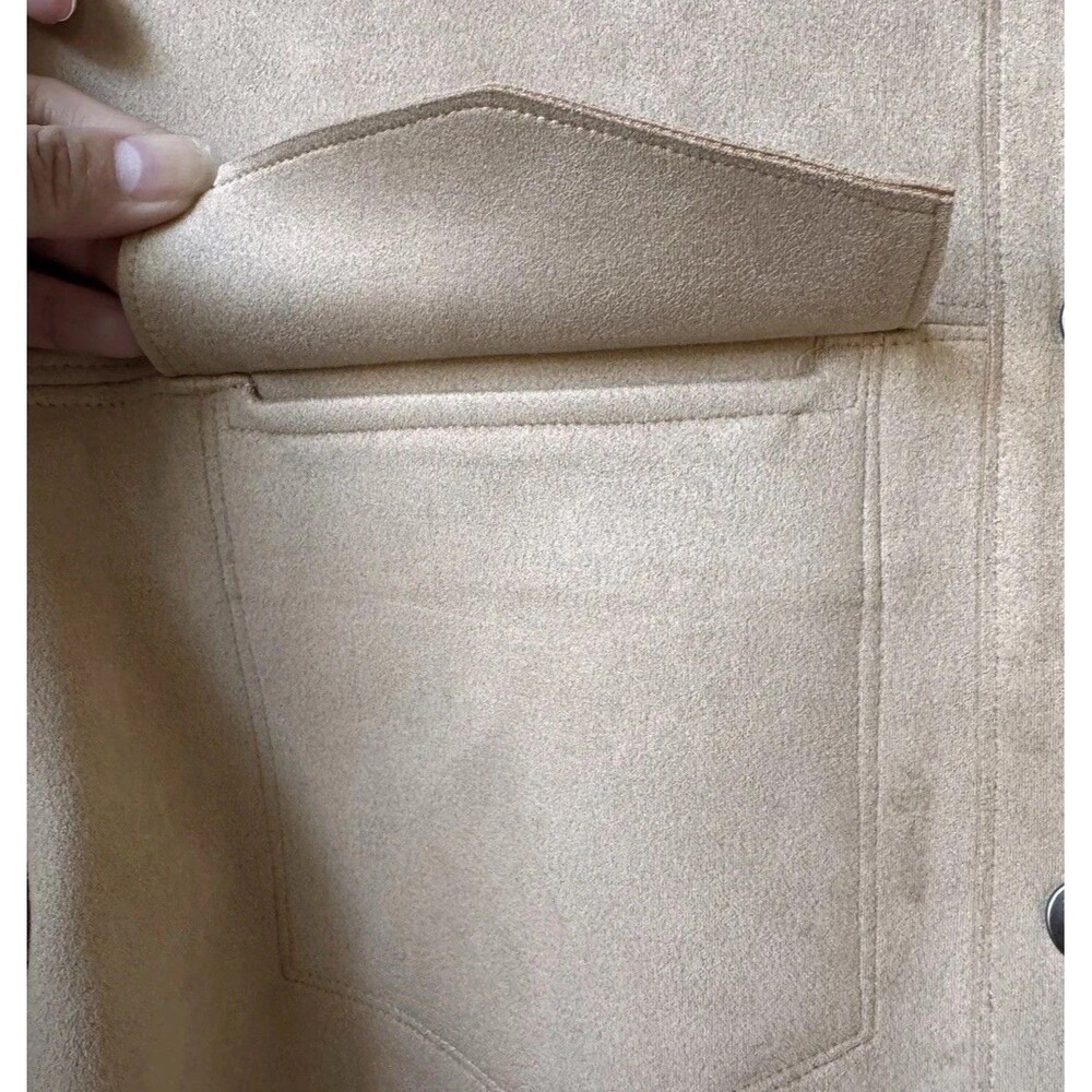 Truth by Republic Jacket Woman Vegan Leather Suede Beige Snap NEW Sz L *** - Picture 5 of 7